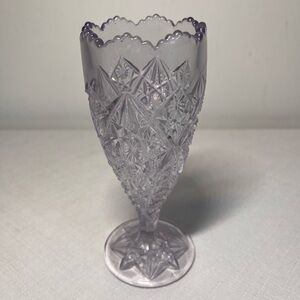 Antique Flint Crystal Glass EAPG Footed Bud Vase 6" vase; mauve from age